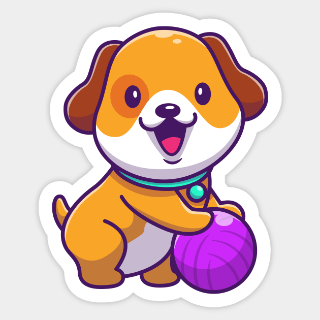 Cute Dog Playing Ball Cartoon Sticker by Catalyst Labs